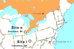 Geographic locations for the study sites